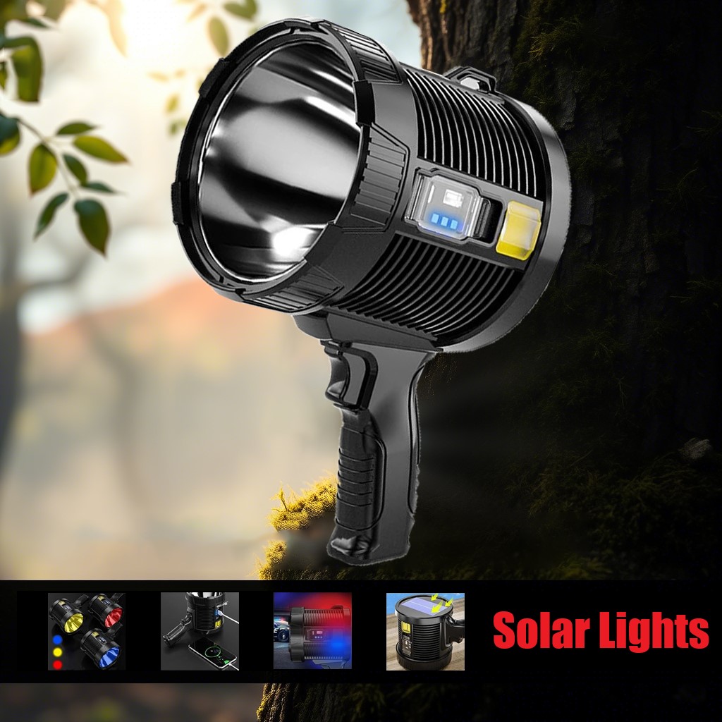 Fire Torch Solar - مصباح يدوي LED فائق السطوع XHP90،