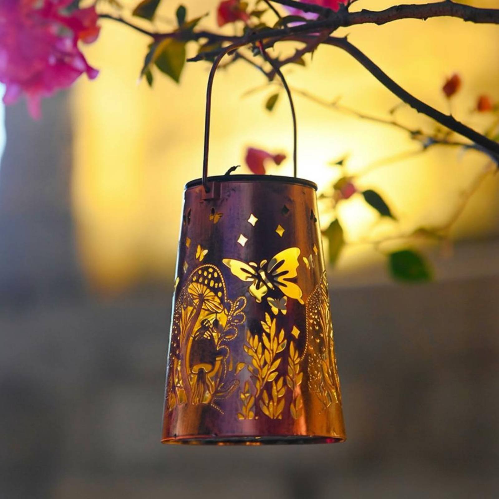 Outdoor Lighting Battery Powered - فانوس حديقة بنمط زهور، إضاءة خارجية