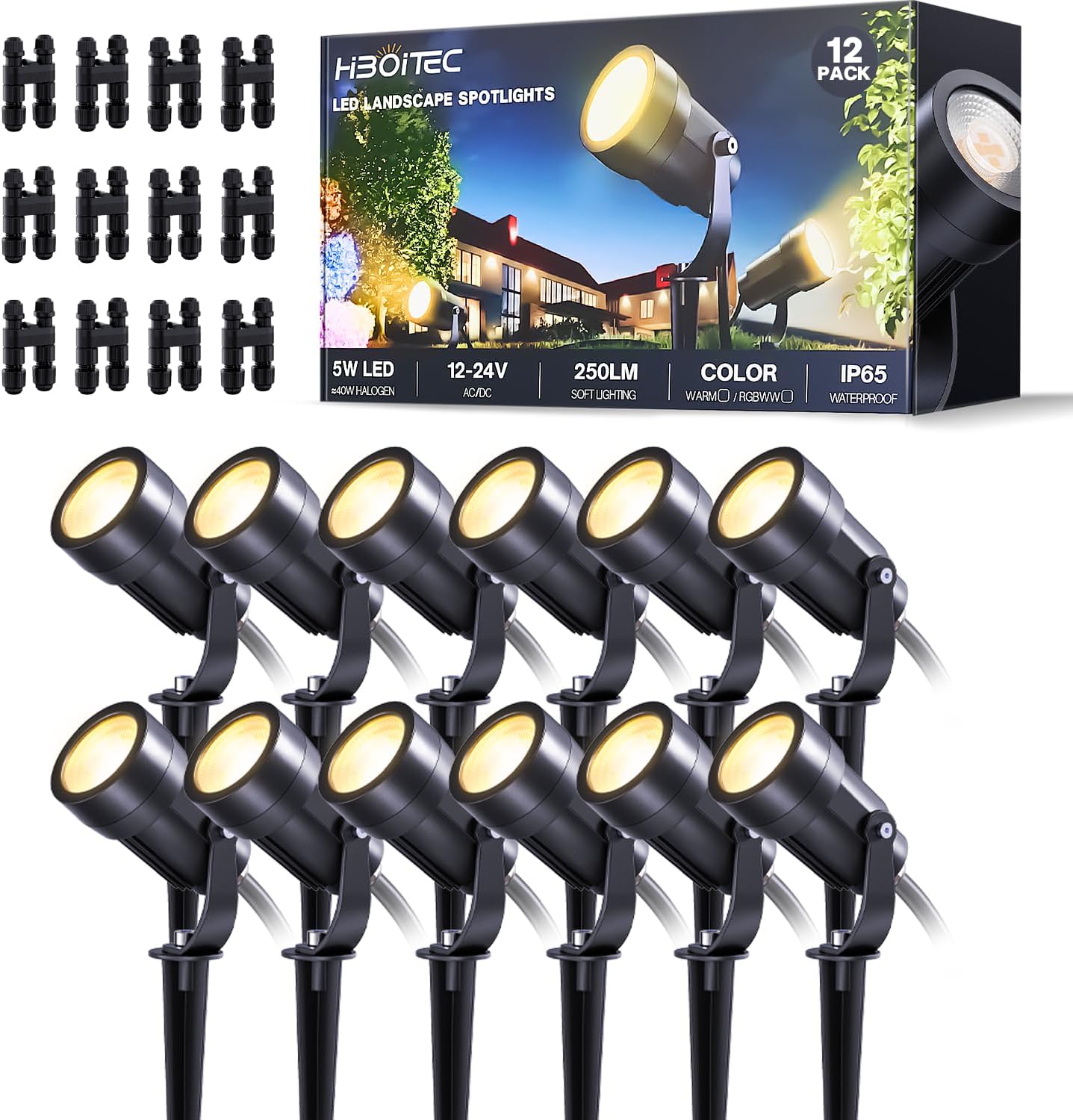 Outdoor Lighting Connectors - مجموعة من اثني عشر مصباح LED