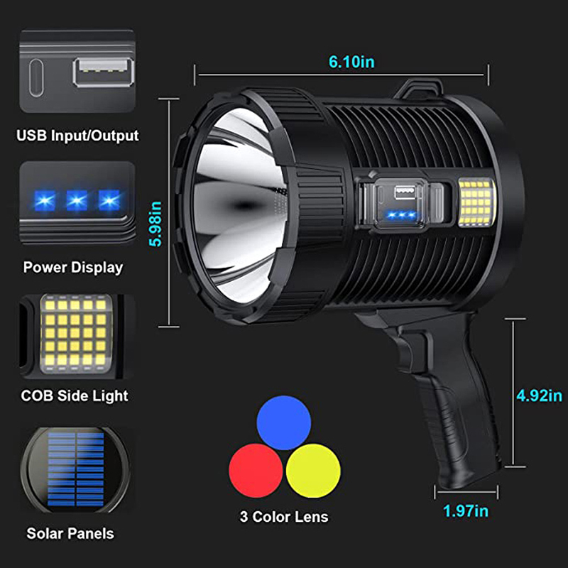 مصباح يدوي LED فائق السطوع XHP - مراجعة Fire Torch Solar وسعره