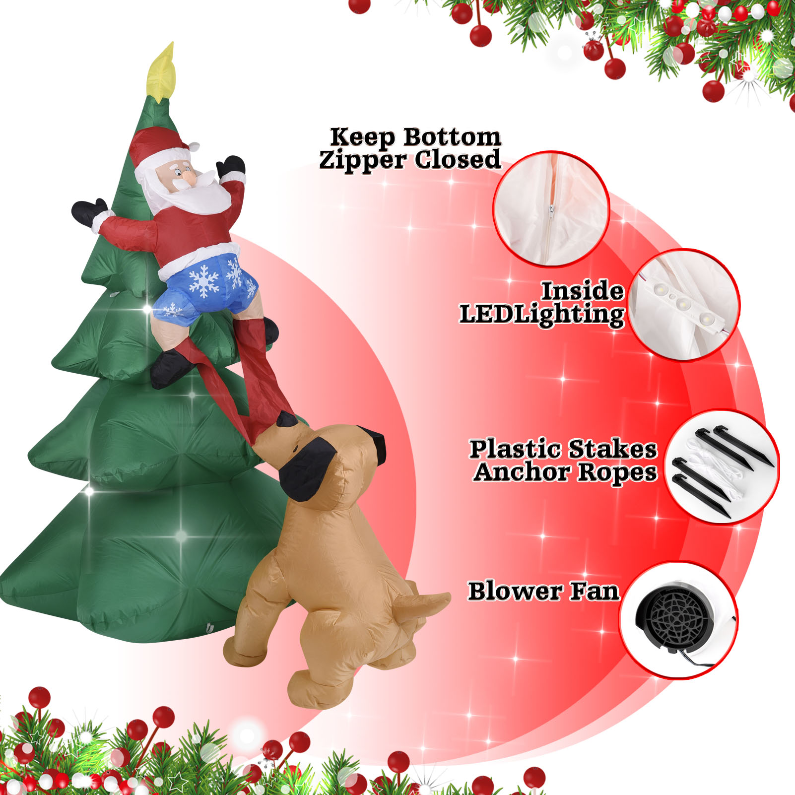 عيد الميلاد نفخ الكلب ث/سانتا  - مراجعة Outdoor Lighting Xmas وسعره