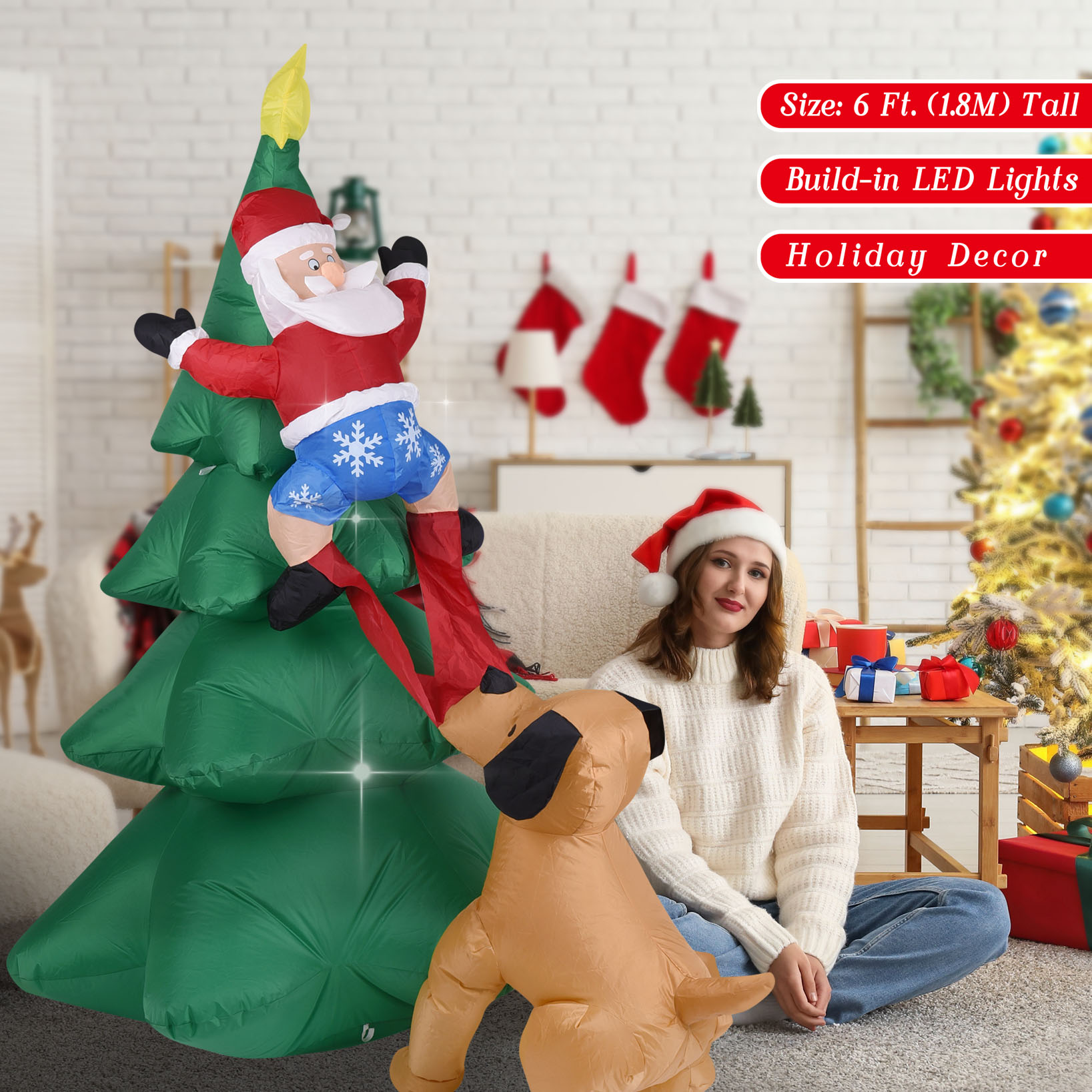 عيد الميلاد نفخ الكلب ث/سانتا  - مراجعة Outdoor Lighting Xmas وسعره