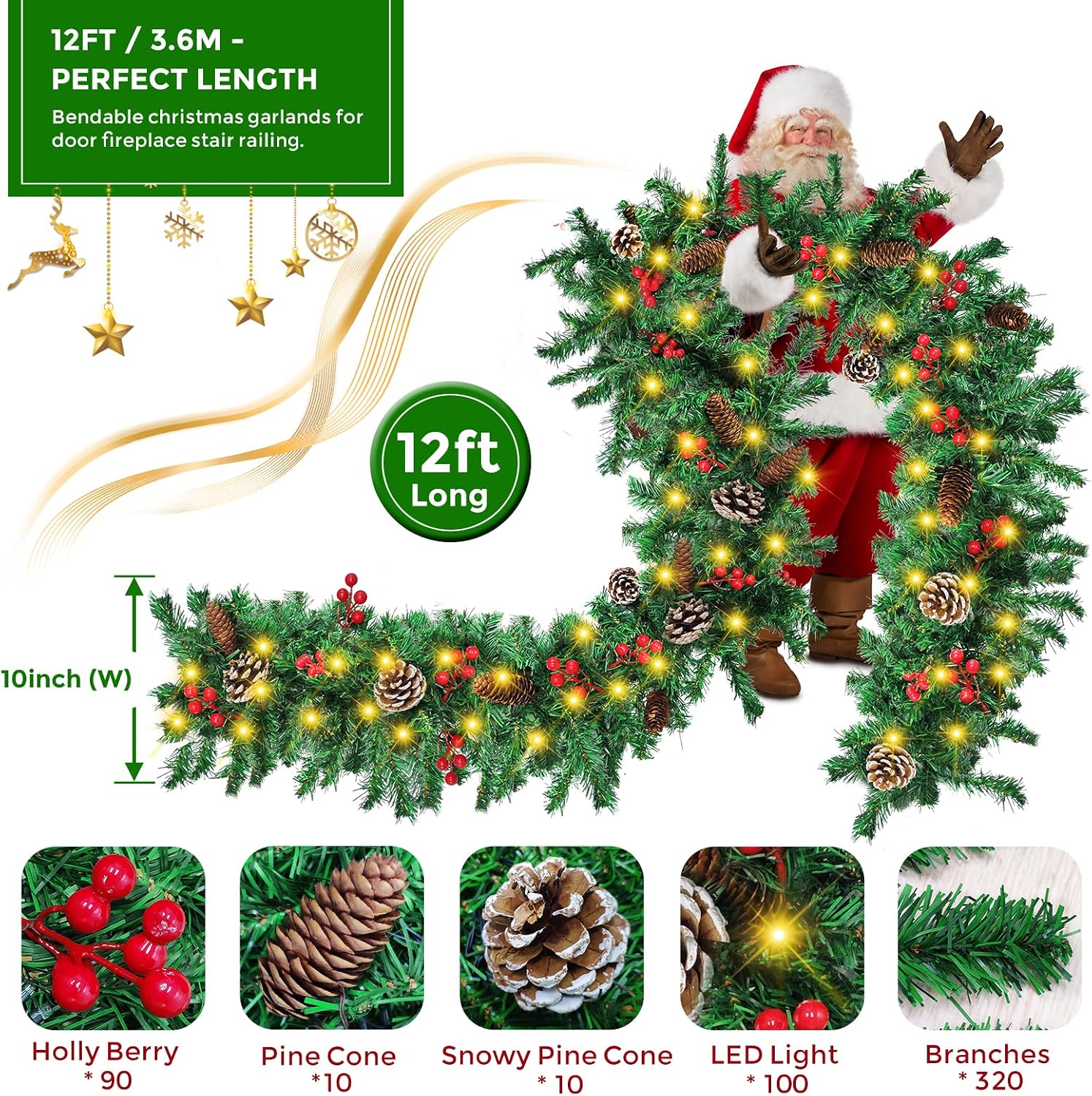 زينة عيد الميلاد المضيئة بطول  - مراجعة Outdoor Lighting Xmas وسعره