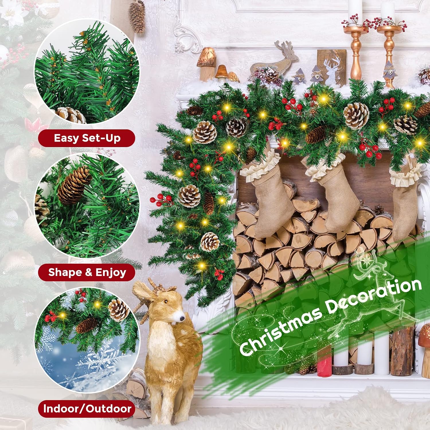 زينة عيد الميلاد المضيئة بطول  - مراجعة Outdoor Lighting Xmas وسعره