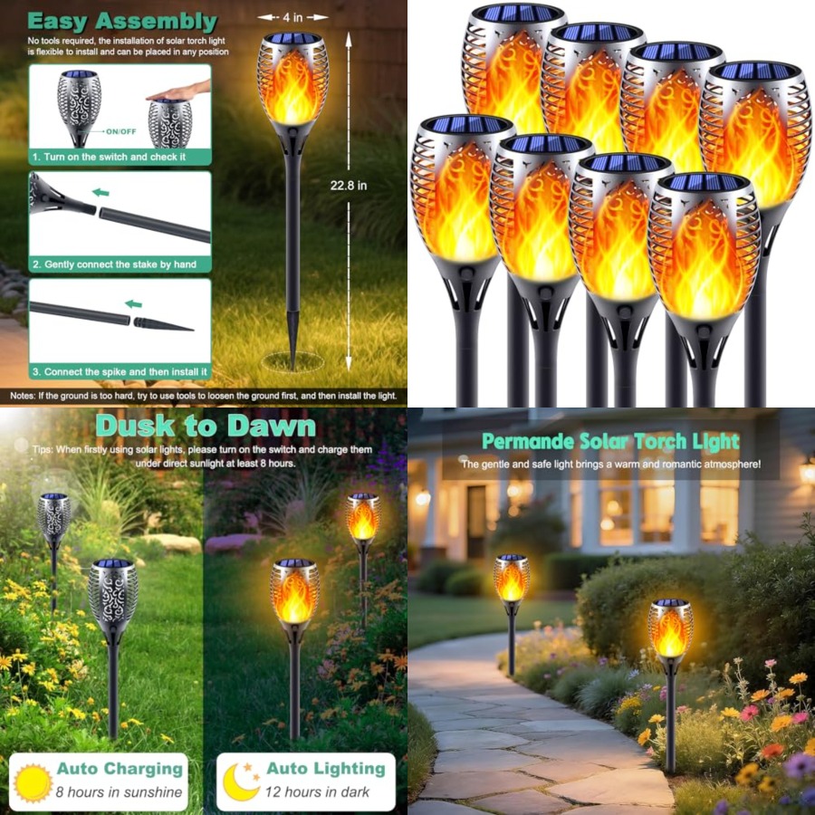 أضواء شمسية بتأثير اللهب المتذ - مراجعة Fire Torch Solar وسعره