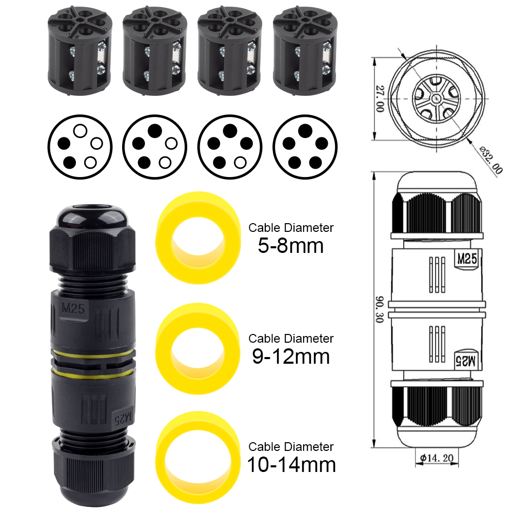 IP68 M25 كابلات الموصلات في ال - مراجعة Outdoor Lighting Connectors وسعره