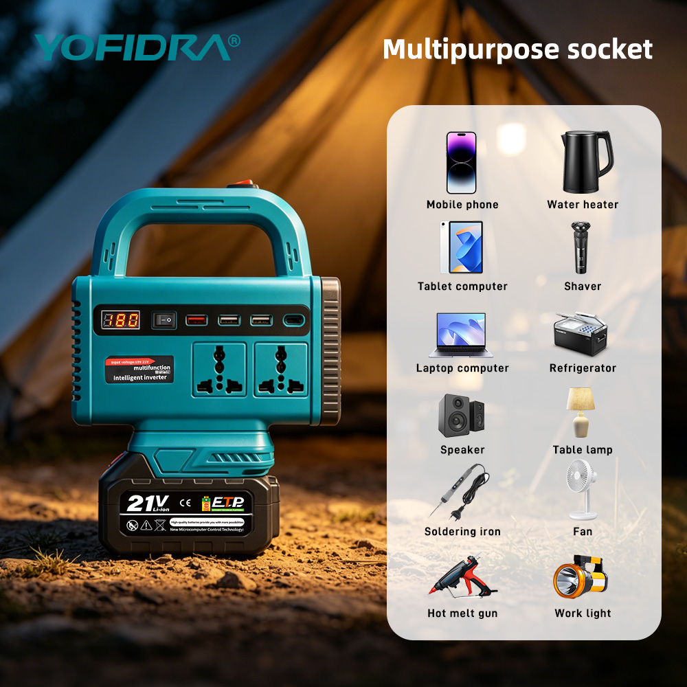 محول طاقة محمول YOFIDRA 220 فو - مراجعة Outdoor Lighting Battery Operated وسعره